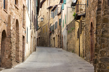 old town and streets in Montalcino in Tuscany