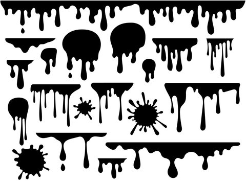 Ink blots and drips vector set isolated on white background