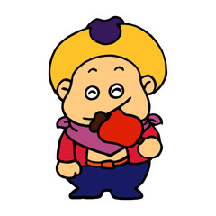 Cowboy cartoon illustration isolated on white background for children color book