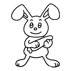 Rabbit cartoon illustration isolated on white background for children color book