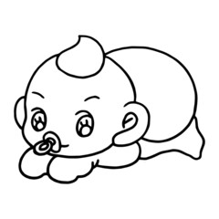 Baby cartoon illustration isolated on white background for children color book