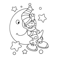 Clown cartoon illustration isolated on white background for children color book