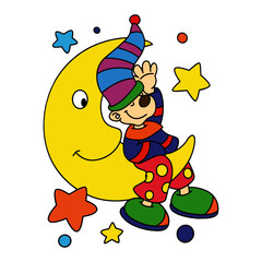 Clown cartoon illustration isolated on white background for children color book