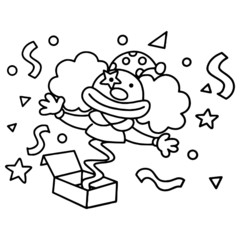 Clown cartoon illustration isolated on white background for children color book