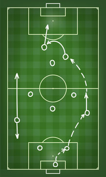 Football match tactics scheme. Vector illustration