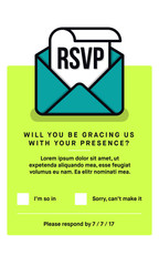 RSVP Layout Design with Response Text Box Template. Vector illustration.