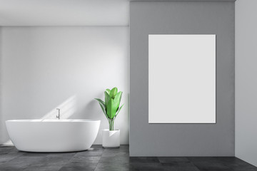 Fototapeta na wymiar White bathroom interior, mock up poster