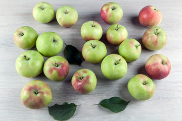 fresh apples on a gray wooden background