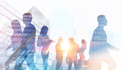 Business people silhouettes, city, corporate life