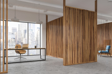 Wooden wall manager office