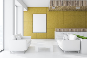 White and yellow office waiting room, poster