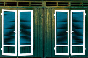 green cabins changing rooms beach background texture