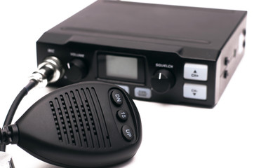 cb Radio transmitter isolated on white background.