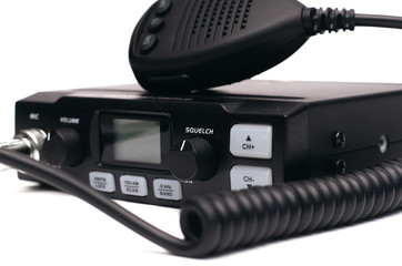 cb Radio transmitter isolated on white background.