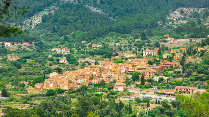 Fototapeta na wymiar Panoramic view of the old mediterranean village of Fornalutx, Mallorca Spain