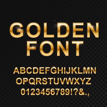 Golden glossy font on black