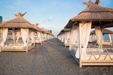 Beach gazebo at sunset