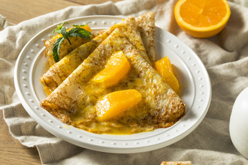 Sweet Homemade Orange Crepes Suzette