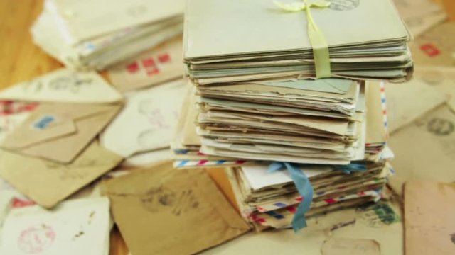 Pile of the old postal paper letters