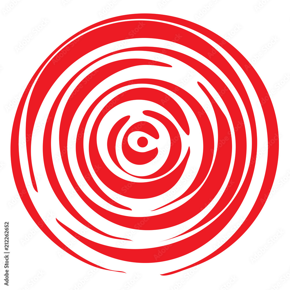Poster geometric radial element. abstract concentric, radial geometric motif hand painted line pattern. red
