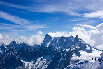 Hochplateu mit Alpinisten, Chamonix Mont-Blanc