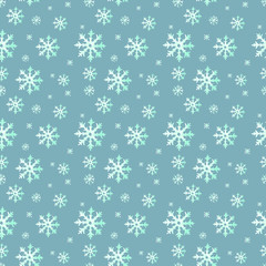 Christmas seamless pattern of snowflakes. Holiday watercolor illustration.