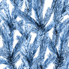 Christmas seamless pattern with fir branches. Watercolor Christmas illustration, background.