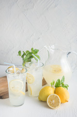 lemonade in glasses amd pitcher