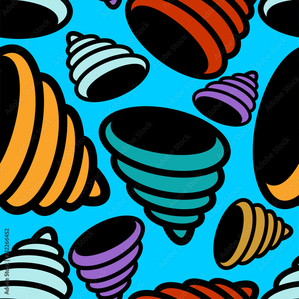 Poster shell pattern seamless. underwater world fauna vector background