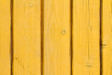 Old wood background with shabby yellow paint.close-up