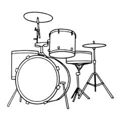 Drum cartoon illustration isolated on white background for children color book