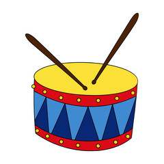 Drum cartoon illustration isolated on white background for children color book