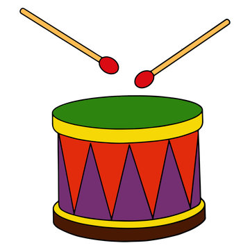 Drum cartoon illustration isolated on white background for children color book