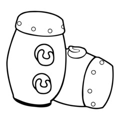 Drum cartoon illustration isolated on white background for children color book