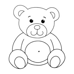 Teddy bear cartoon illustration isolated on white background for children color book
