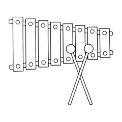 Xylophone cartoon illustration isolated on white background for children color book