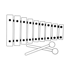 Xylophone cartoon illustration isolated on white background for children color book