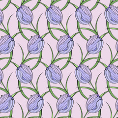 Seamless pattern with tulips