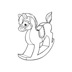 Rocking Horse cartoon illustration isolated on white background for children color book