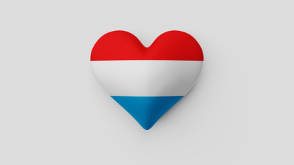 Corazón bandera Luxemburgo. 3D