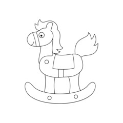 Rocking Horse cartoon illustration isolated on white background for children color book