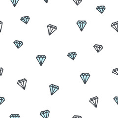 Cute seamless pattern of hand drawn doodle diamond elements on white background. Vector illustration