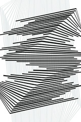 Abstract Black and White Geometric Pattern with Stripes. Optical Psychedelic Illusion. Wicker Structural Texture. Vector Illustration