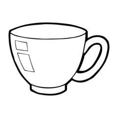 Cup cartoon illustration isolated on white background for children color book