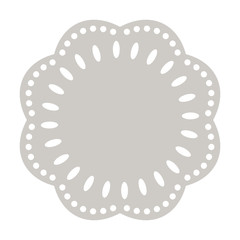 Paper doily cake round napkin vector. Decorative plate template.