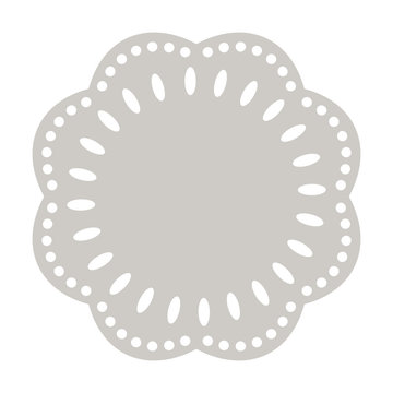 Paper doily cake round napkin vector. Decorative plate template.