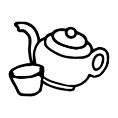 Teapot cartoon illustration isolated on white background for children color book