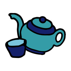Teapot cartoon illustration isolated on white background for children color book