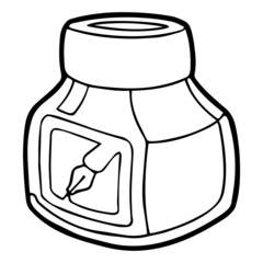 Inkwell cartoon illustration isolated on white background for children color book