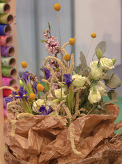 flower arrangement with bright flowers, close-up